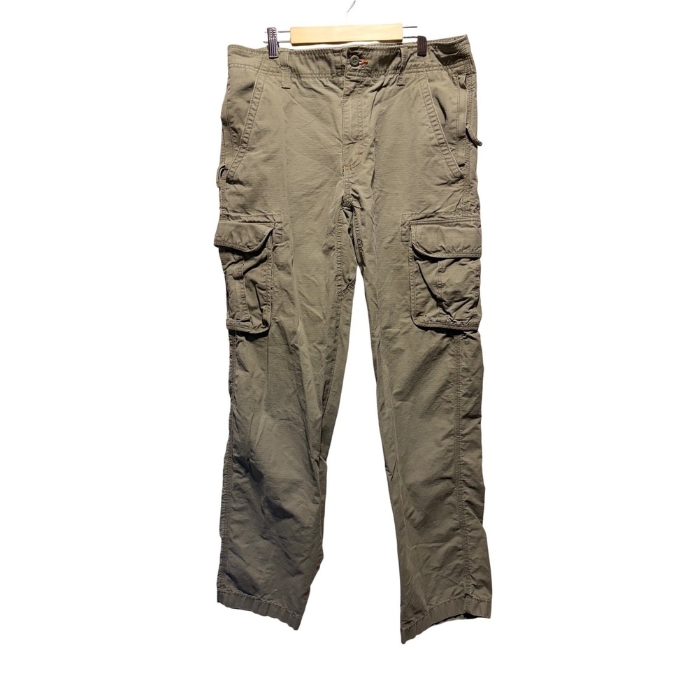 LL Bean Natural Fit Cargo Pants Ripstop Green 34x34 Workwear Camping Outdoors